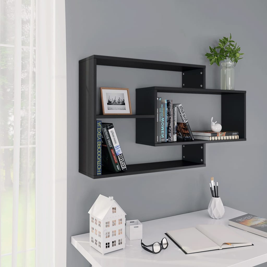 Vegghyller Svart 104X20X58,5 Cm Konstruert Tre
