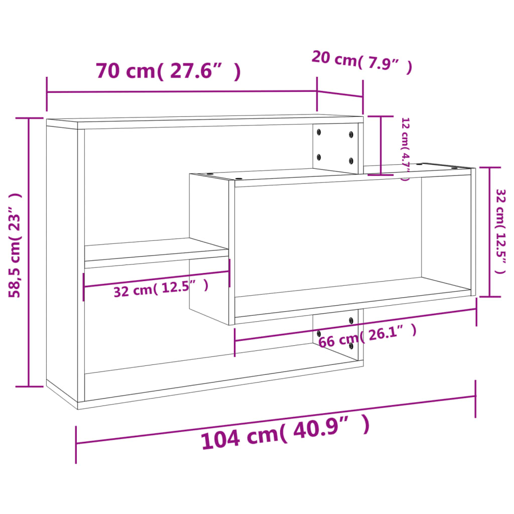 Vegghyller Betonggrå 104X20X58,5 Cm Konstruert Tre
