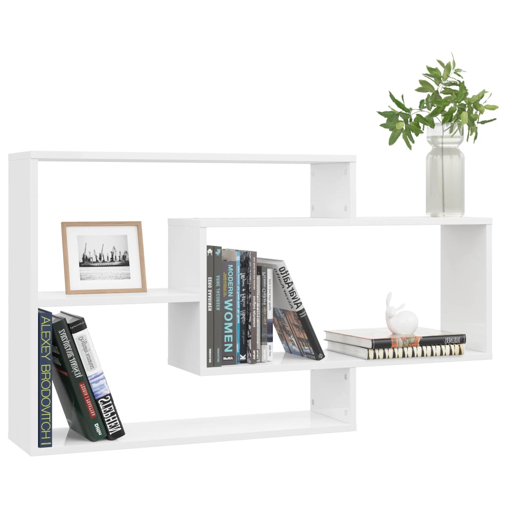 Vegghyller Høyglans Hvit 104X20X58,5 Cm Konstruert Tre