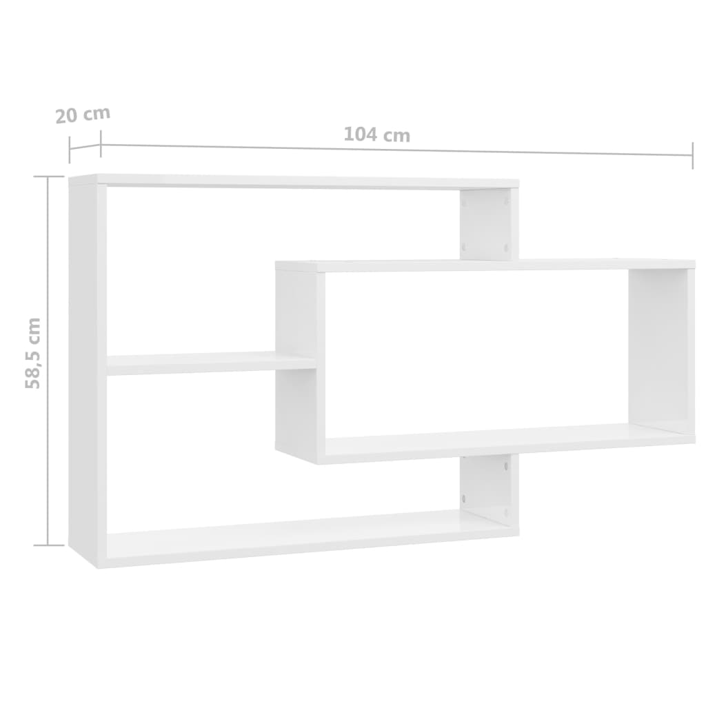 Vegghyller Høyglans Hvit 104X20X58,5 Cm Konstruert Tre