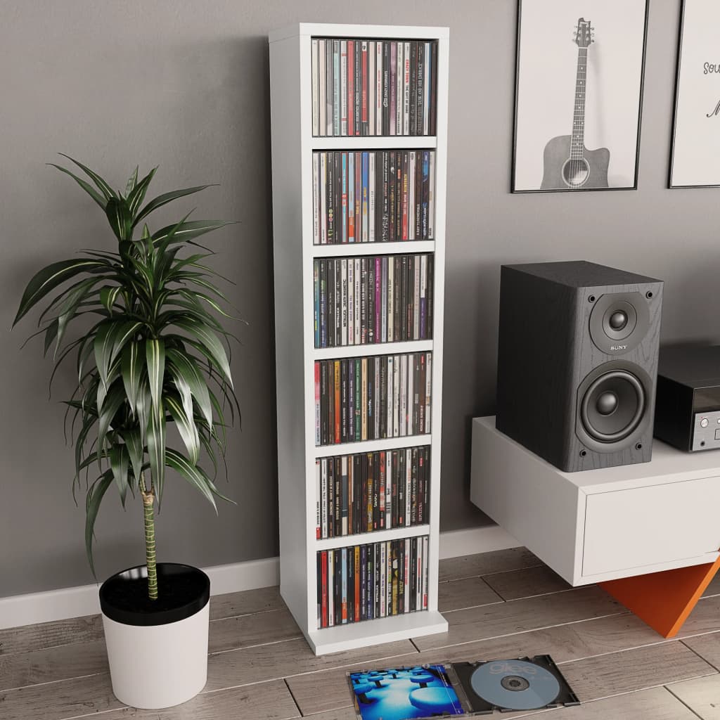 Cd-Skap Hvit 21X20X88 Cm Konstruert Tre