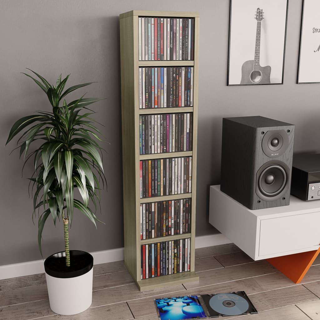 Cd-Skap Sonoma Eik 21X20X88 Cm Konstruert Tre