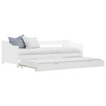 Sovesofa Uttrekkbar Ramme Hvit Furu 90X200 Cm