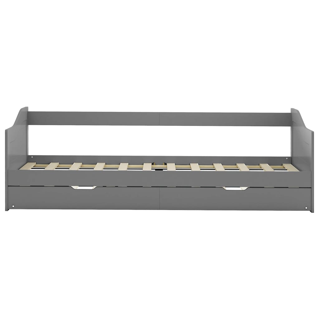 Sovesofa Uttrekkbar Ramme Grå Furu 90X200 Cm