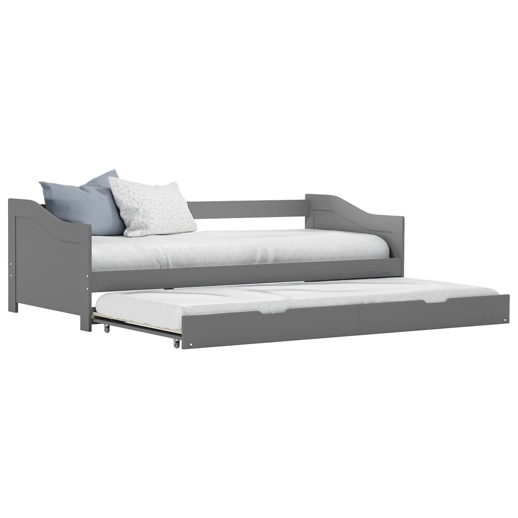 Sovesofa Uttrekkbar Ramme Grå Furu 90X200 Cm