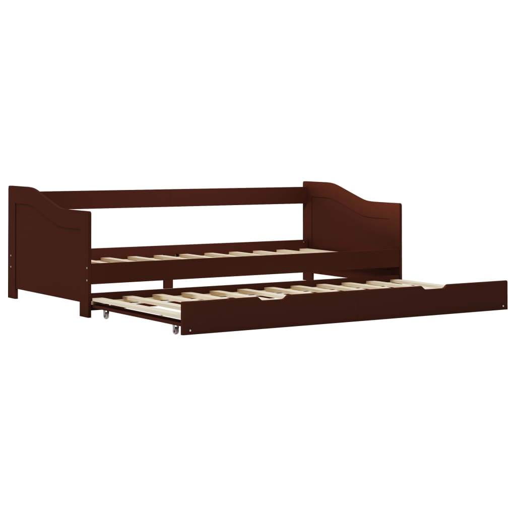 Sovesofa Uttrekkbar Ramme Mørkebrun Furu 90X200 Cm