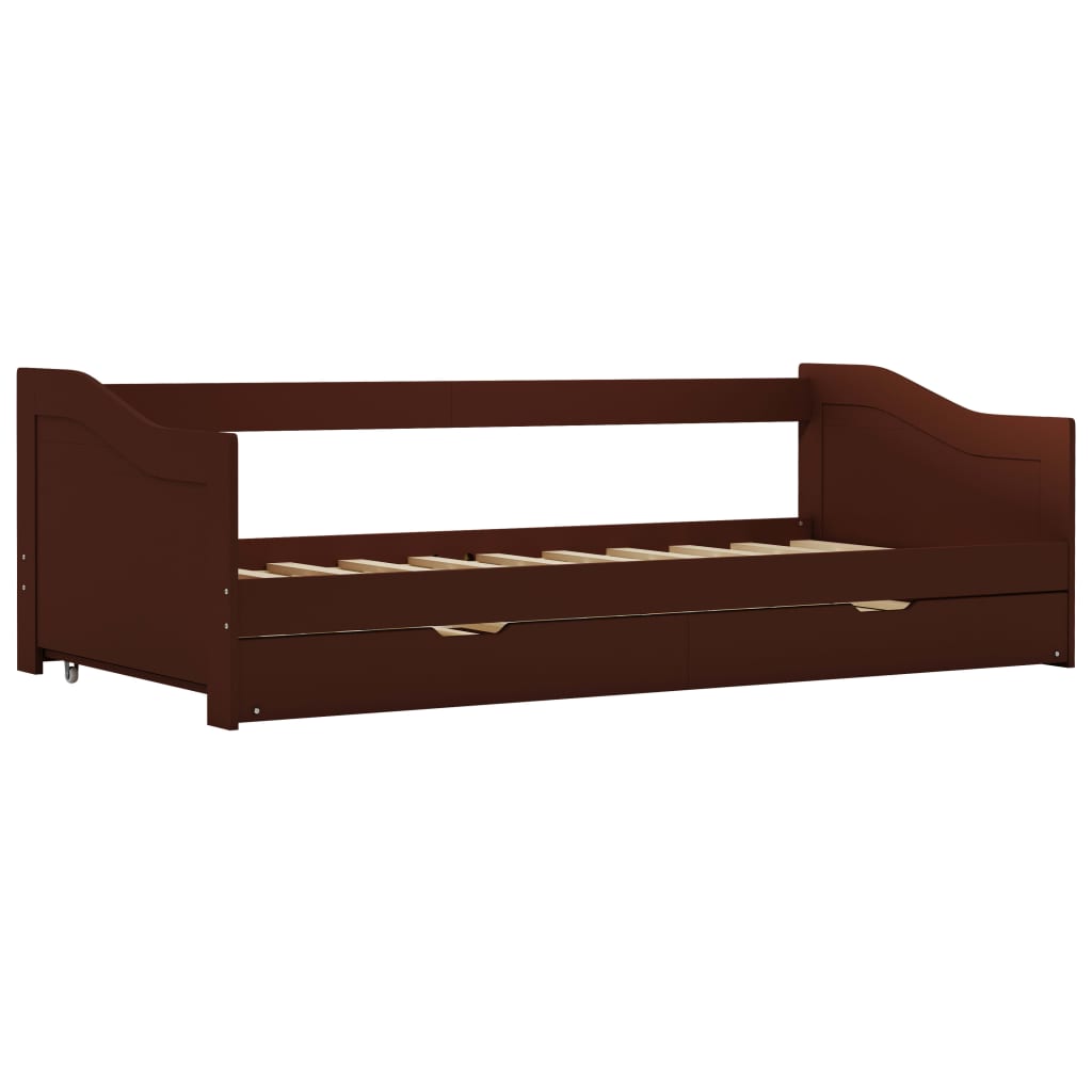 Sovesofa Uttrekkbar Ramme Mørkebrun Furu 90X200 Cm