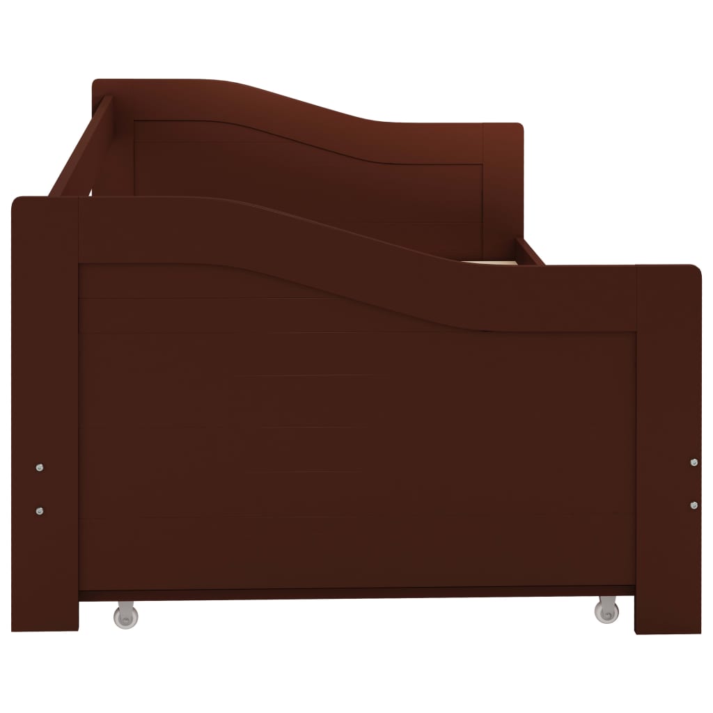 Sovesofa Uttrekkbar Ramme Mørkebrun Furu 90X200 Cm