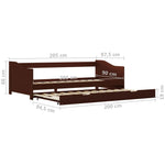 Sovesofa Uttrekkbar Ramme Mørkebrun Furu 90X200 Cm