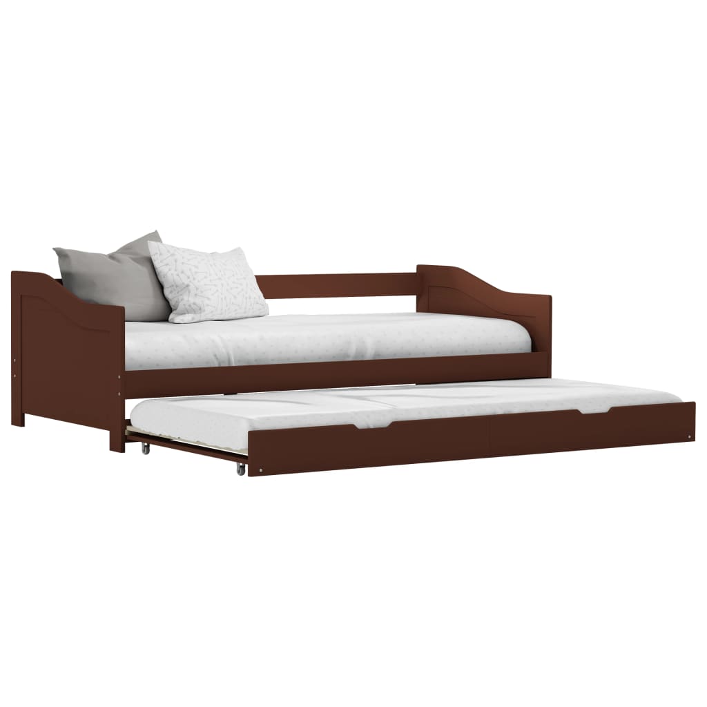 Sovesofa Uttrekkbar Ramme Mørkebrun Furu 90X200 Cm