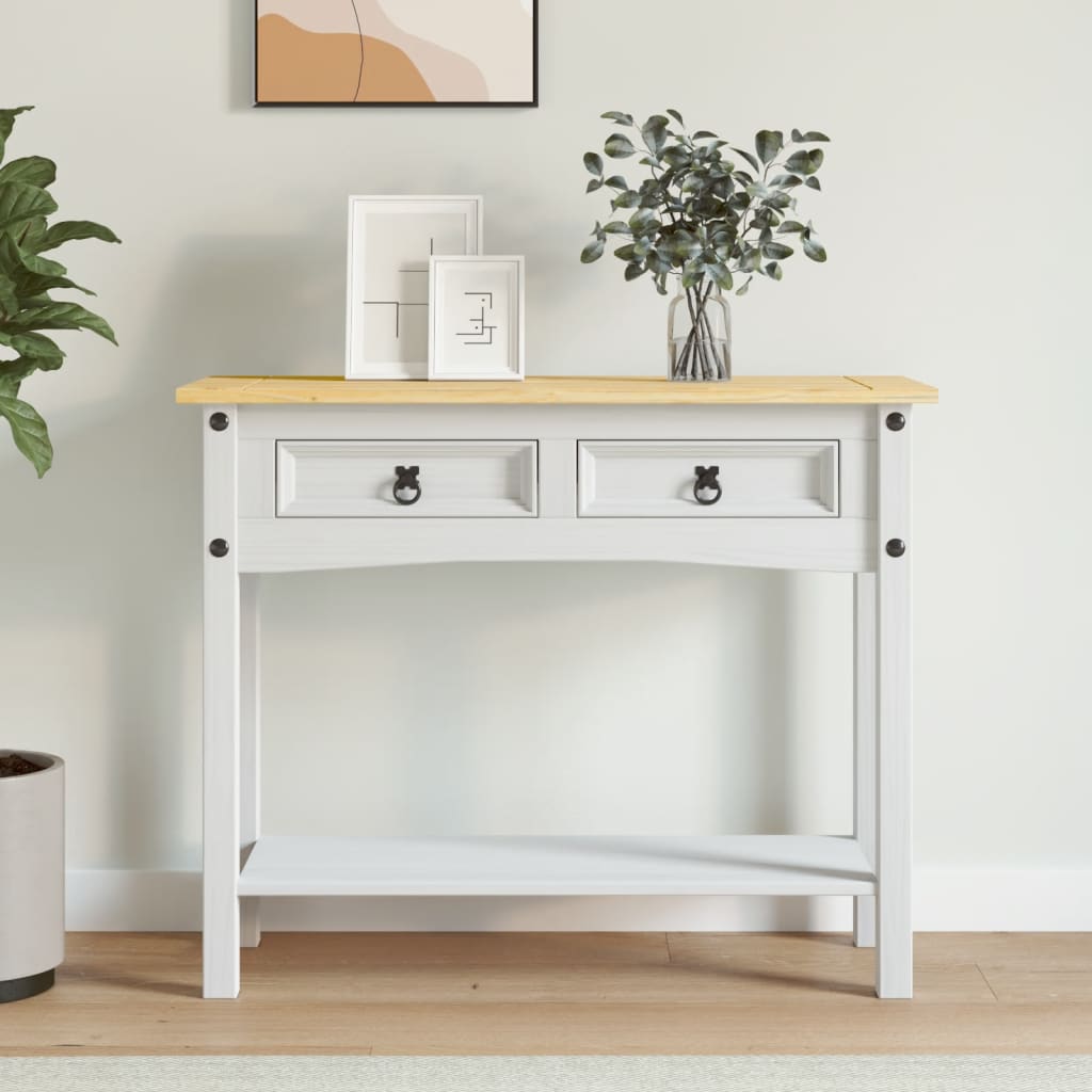 Konsollbord Meksikansk Corona-Stil Furu Hvit 90X34,5X73 Cm