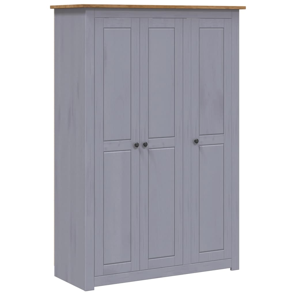 Garderobeskap 3 Dører Grå 118X50X171,5 Cm Furu Panama Range