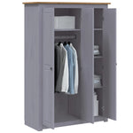 Garderobeskap 3 Dører Grå 118X50X171,5 Cm Furu Panama Range
