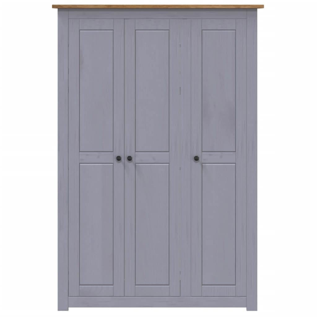 Garderobeskap 3 Dører Grå 118X50X171,5 Cm Furu Panama Range