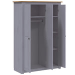 Garderobeskap 3 Dører Grå 118X50X171,5 Cm Furu Panama Range