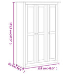 Garderobeskap 3 Dører Grå 118X50X171,5 Cm Furu Panama Range