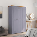 Garderobeskap 3 Dører Grå 118X50X171,5 Cm Furu Panama Range