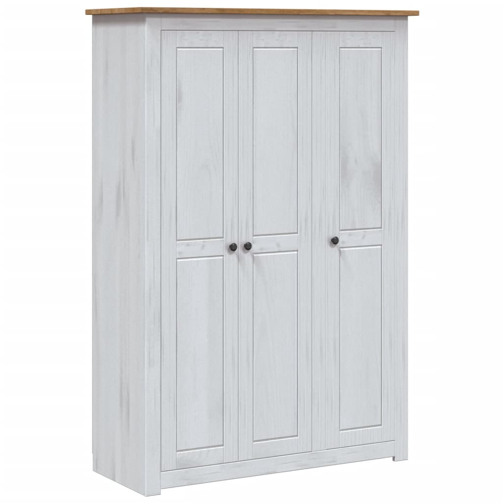 Garderobeskap 3 Dører Hvit 118X50X171,5 Cm Furu Panama Range
