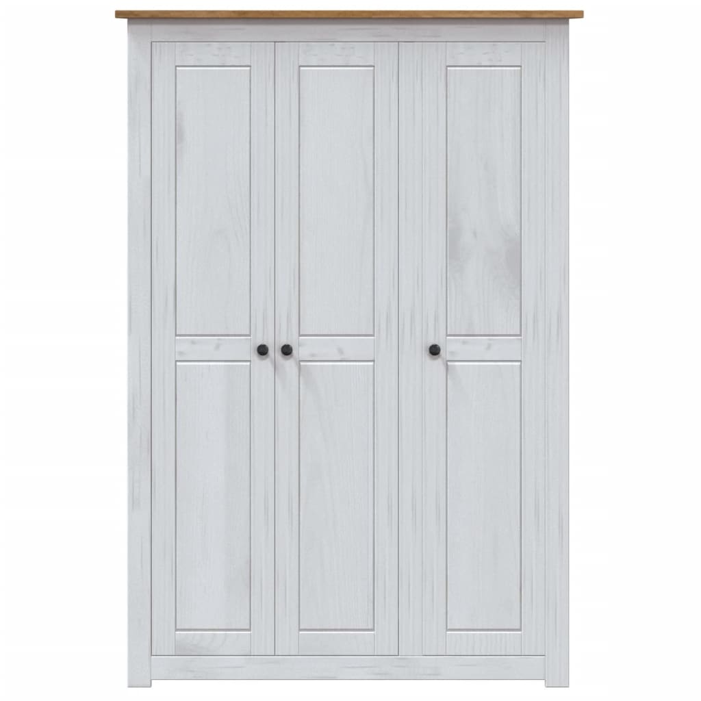 Garderobeskap 3 Dører Hvit 118X50X171,5 Cm Furu Panama Range
