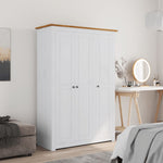 Garderobeskap 3 Dører Hvit 118X50X171,5 Cm Furu Panama Range