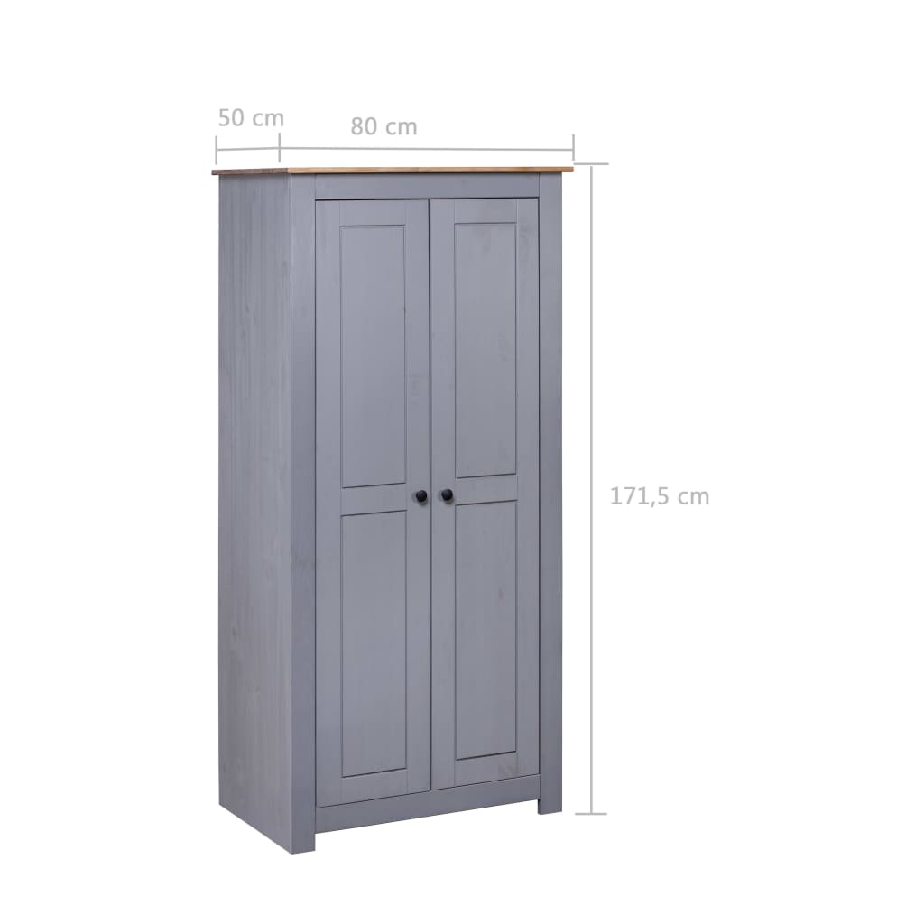 Garderobeskap Grå 80X50X171,5 Cm Heltre Furu Panama Range