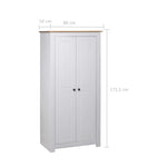 Garderobeskap Hvit 80X50X171,5 Cm Heltre Furu Panama Range