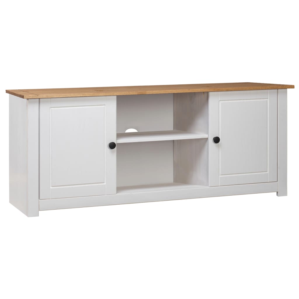 Tv-Benk Hvit 120X40X50 Cm Heltre Furu Panama Range