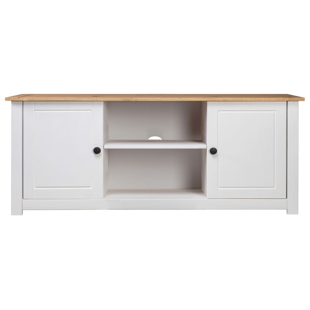 Tv-Benk Hvit 120X40X50 Cm Heltre Furu Panama Range