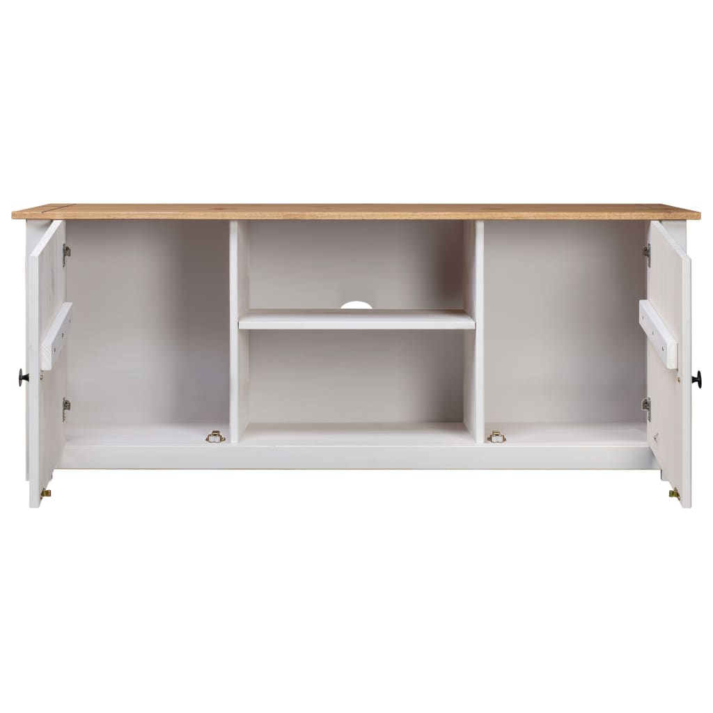 Tv-Benk Hvit 120X40X50 Cm Heltre Furu Panama Range