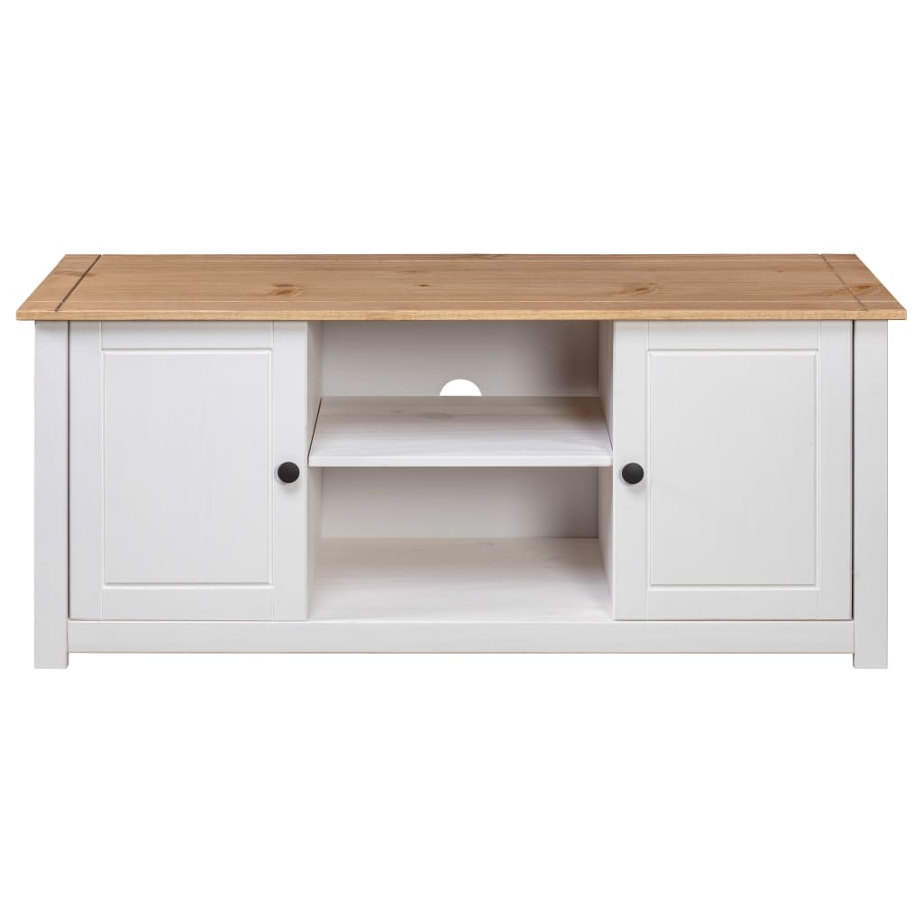 Tv-Benk Hvit 120X40X50 Cm Heltre Furu Panama Range