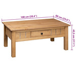 Salongbord 100X60X43,5 Cm Heltre Furu Panama Range
