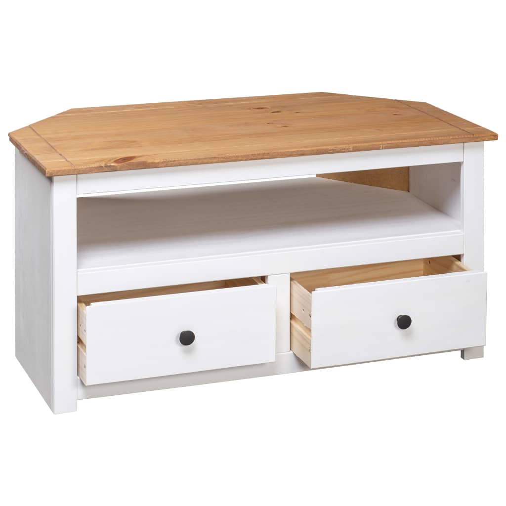 Tv-Hjørneskap Hvit 93X49X49 Cm Heltre Furu Panama Range
