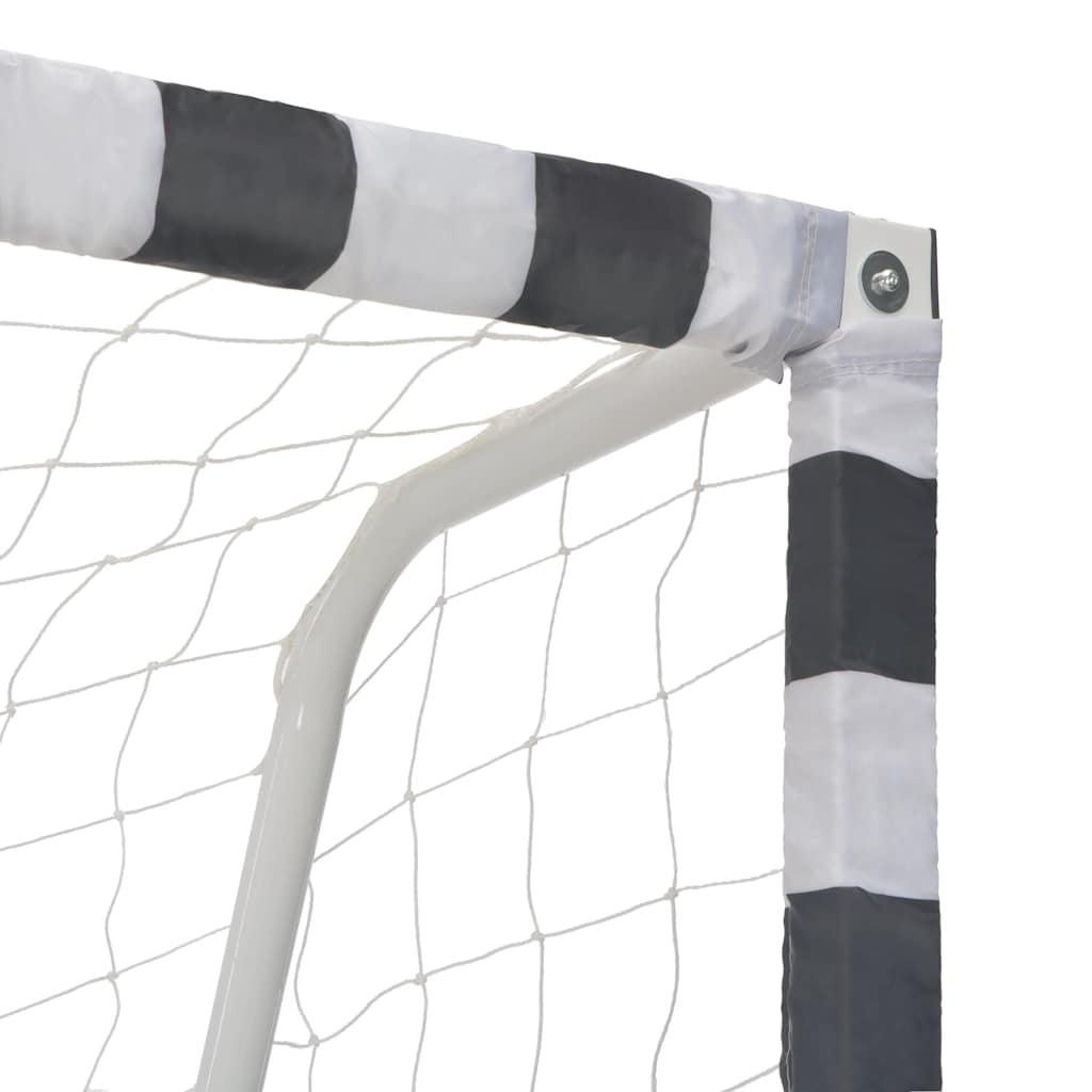 Fotballmål 300X200X90 Cm Metall Svart Og Hvit