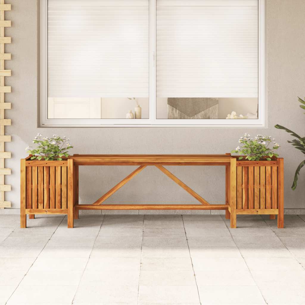 Hagebenk Med 2 Plantekasser 150X30X40 Cm Heltre Akasie
