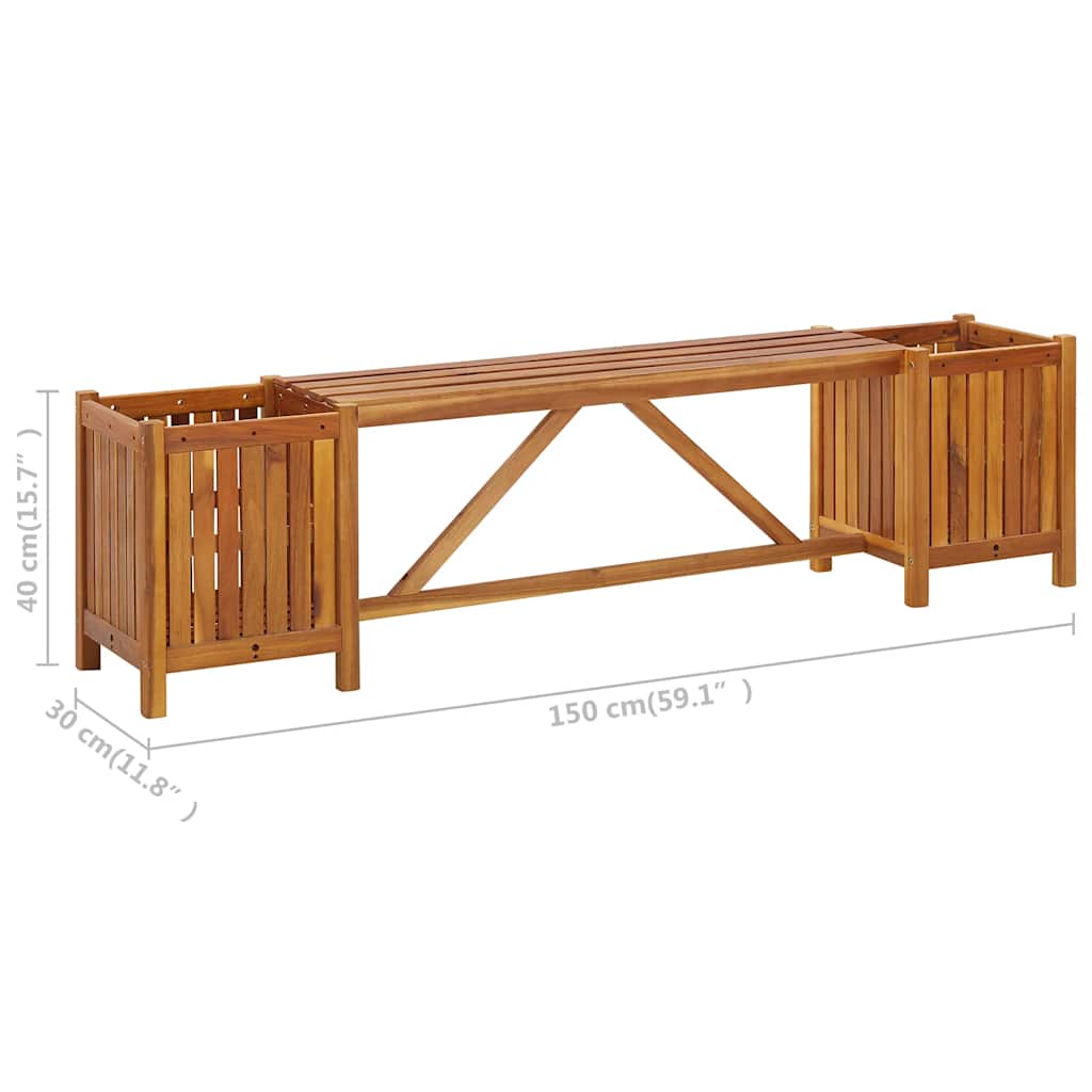 Hagebenk Med 2 Plantekasser 150X30X40 Cm Heltre Akasie