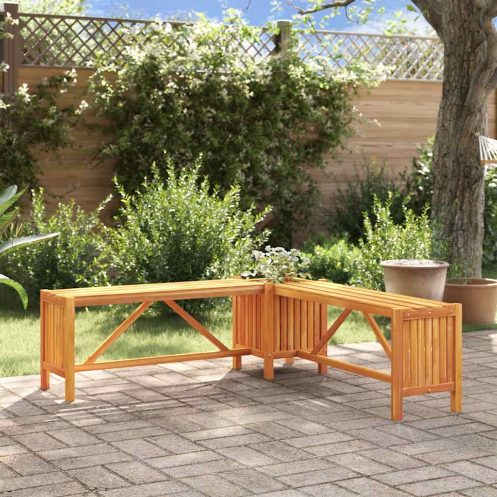 Hagehjørnebenk Med Plantekasse 117X117X40 Cm Heltre Akasie