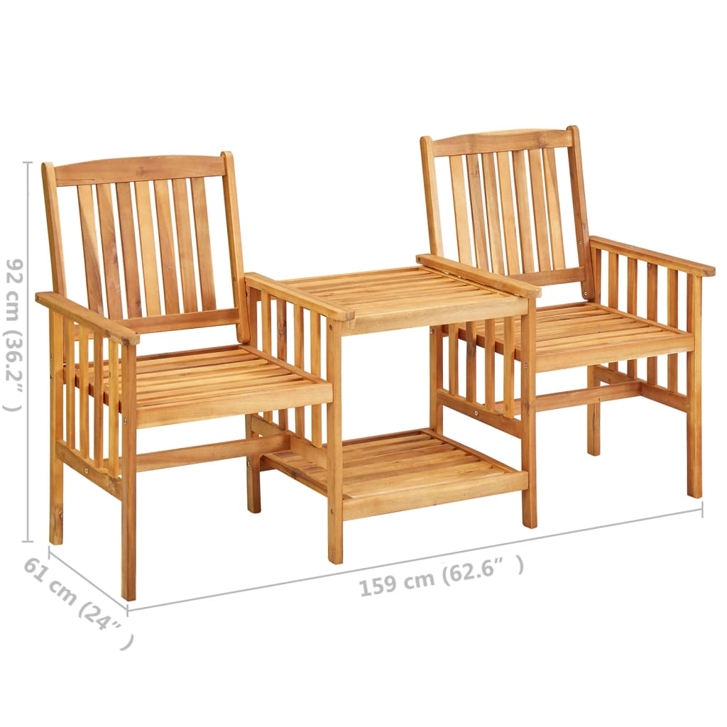 Hagestoler Med Tebord 159X61X92 Cm Heltre Akasie