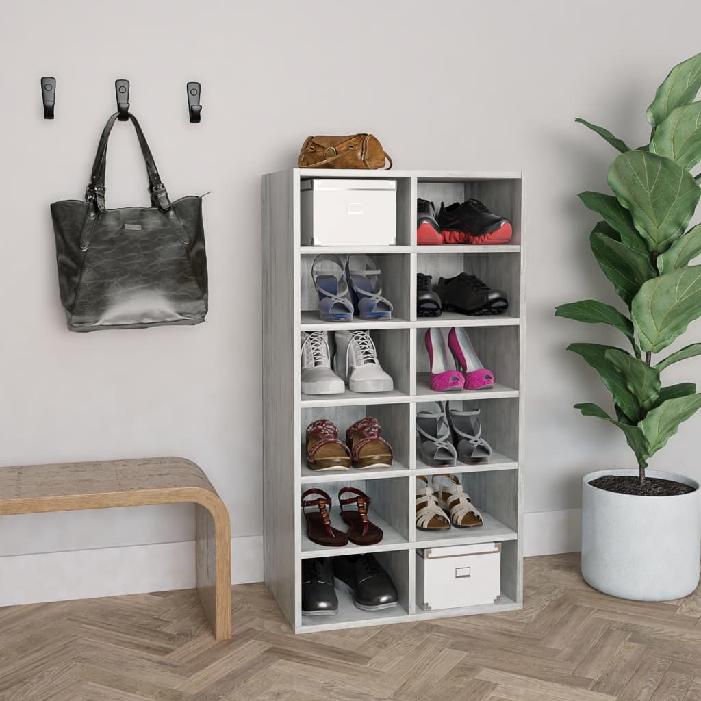 Skohylle Betonggrå 54X34X100,5 Cm Konstruert Tre