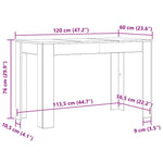 Spisebord Sonoma Eik 120X60X76 Cm Konstruert Tre