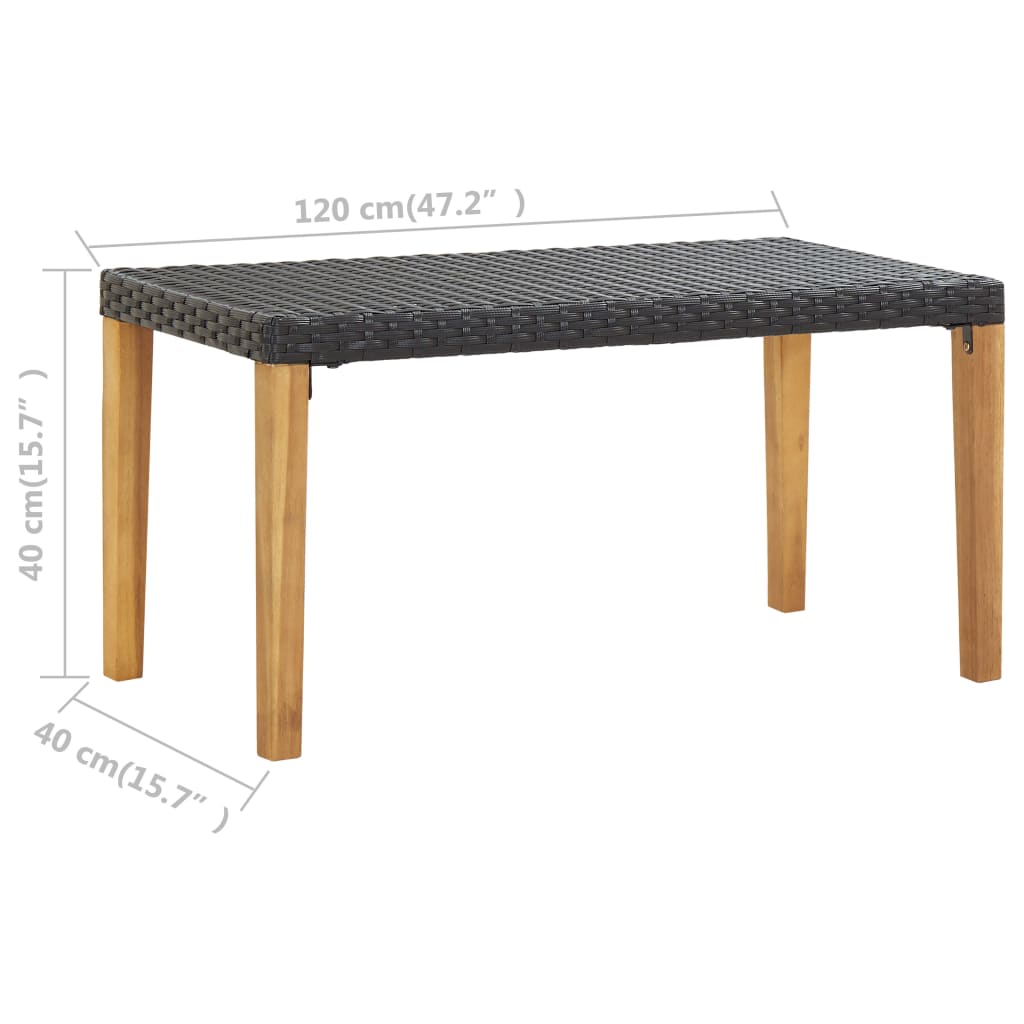 Hagebenk 120 Cm Svart Polyrotting Og Heltre Akasie