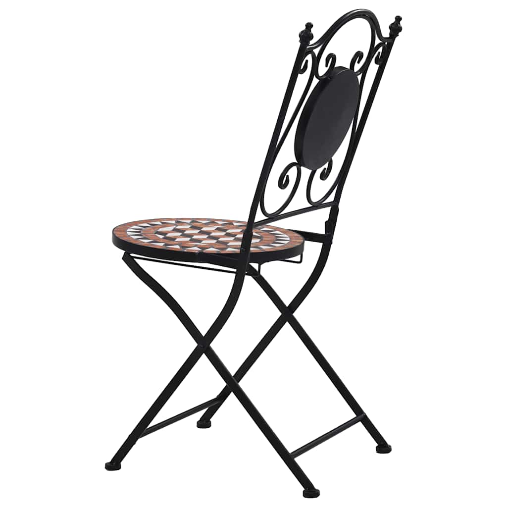 Mosaikkbistrostoler 2 Stk Brun Keramikk