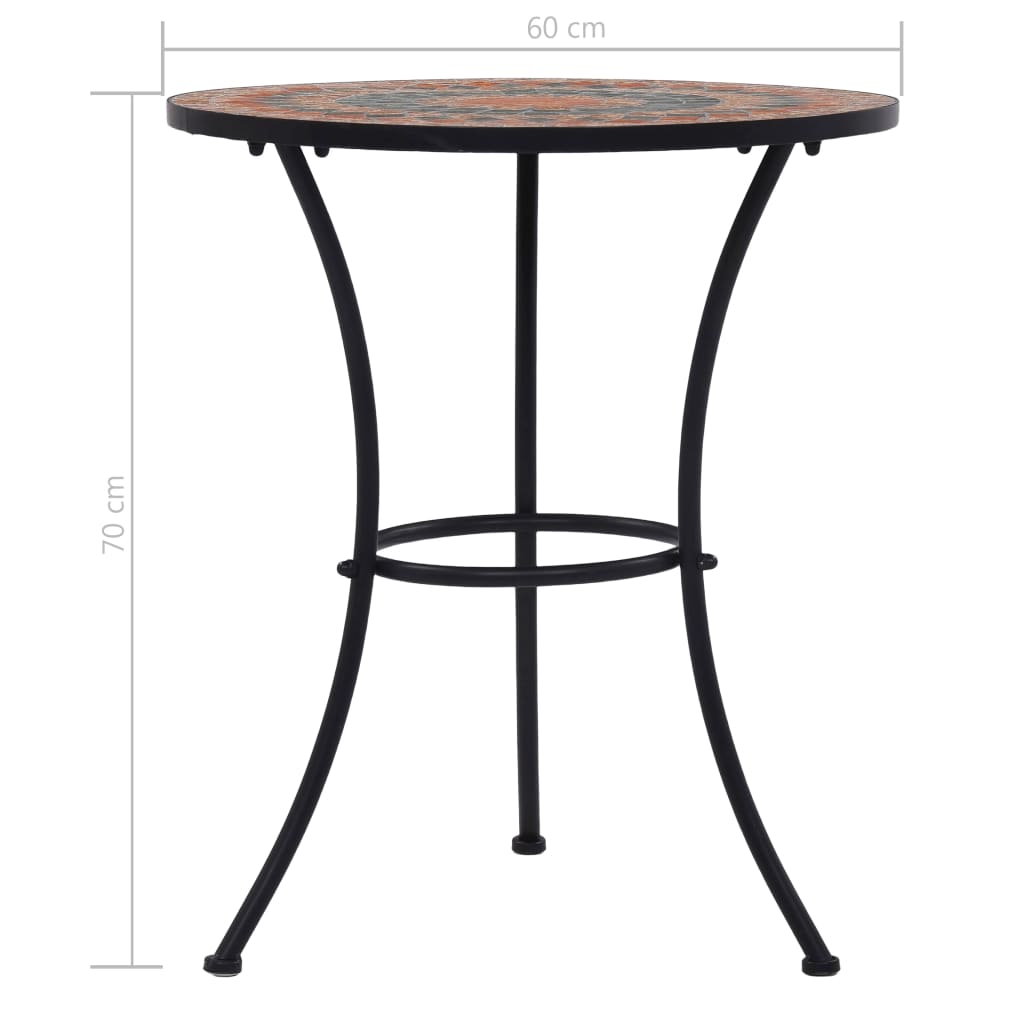 Mosaikkbistrobord Oransje/Grå 60 Cm Keramikk
