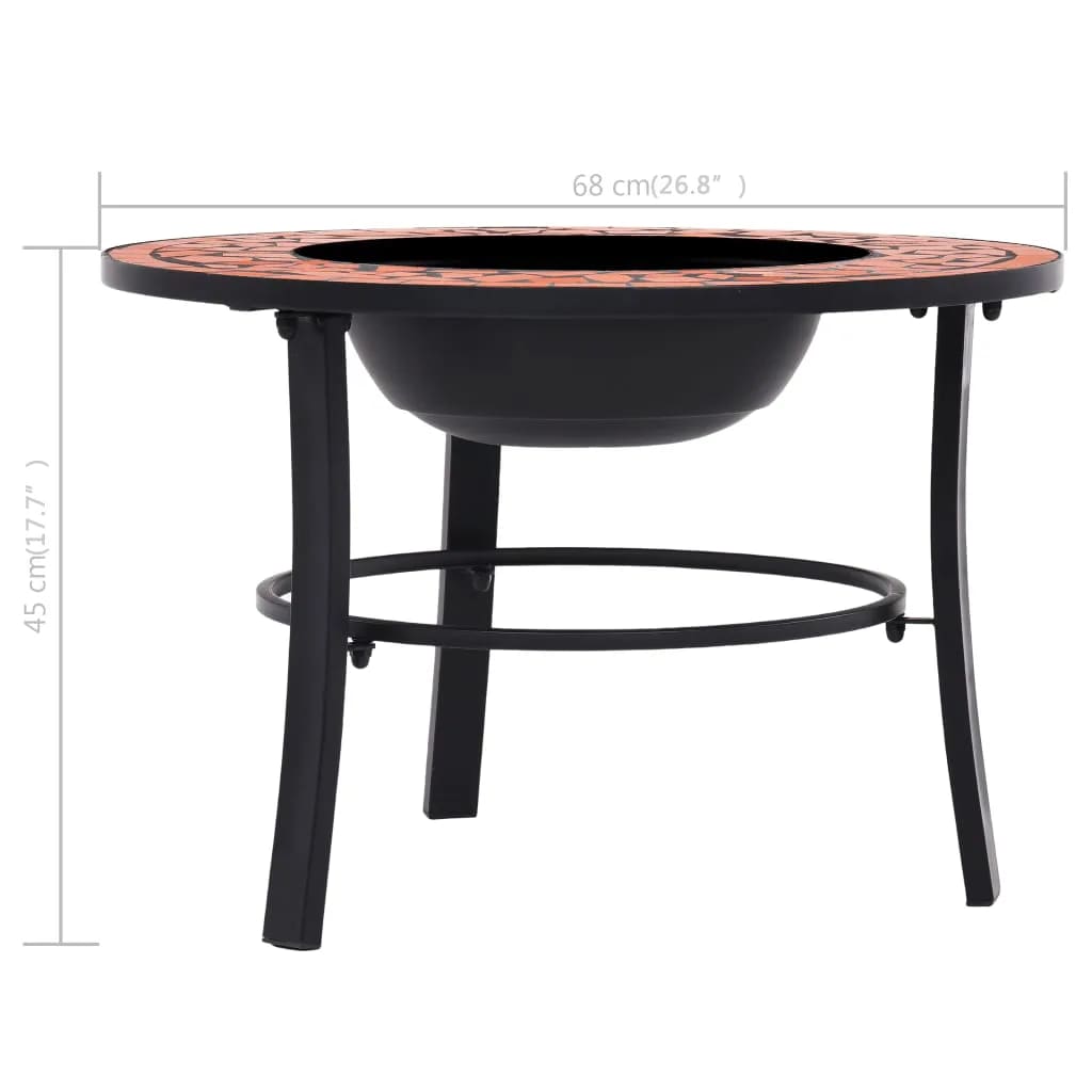 Bålfat Med Mosaikkmønster Terrakotta 68 Cm Keramikk
