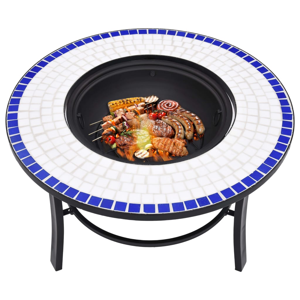 Bålfat Med Mosaikkmønster Blå Og Hvit 68 Cm Keramikk