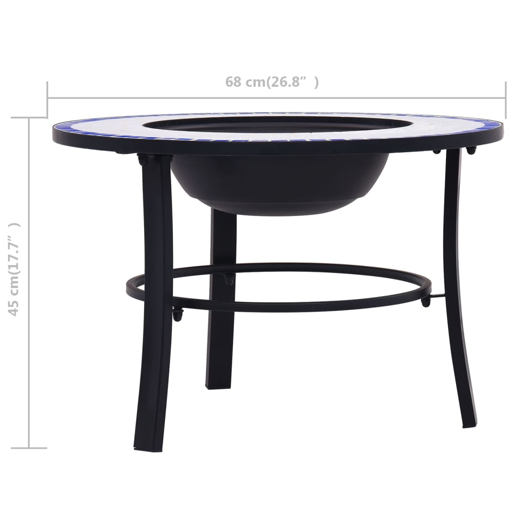 Bålfat Med Mosaikkmønster Blå Og Hvit 68 Cm Keramikk