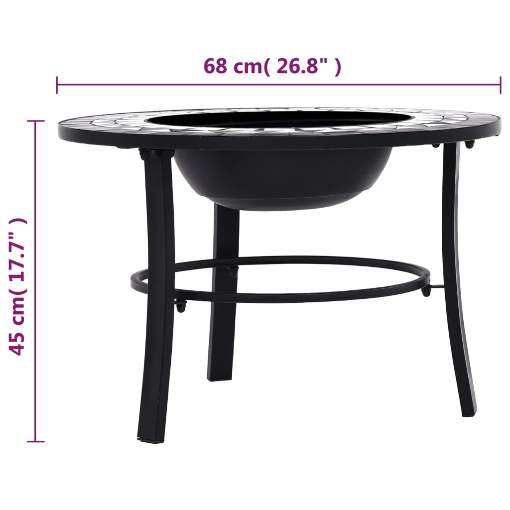 Bålfat Med Mosaikkmønster Svart Og Hvit 68 Cm Keramikk