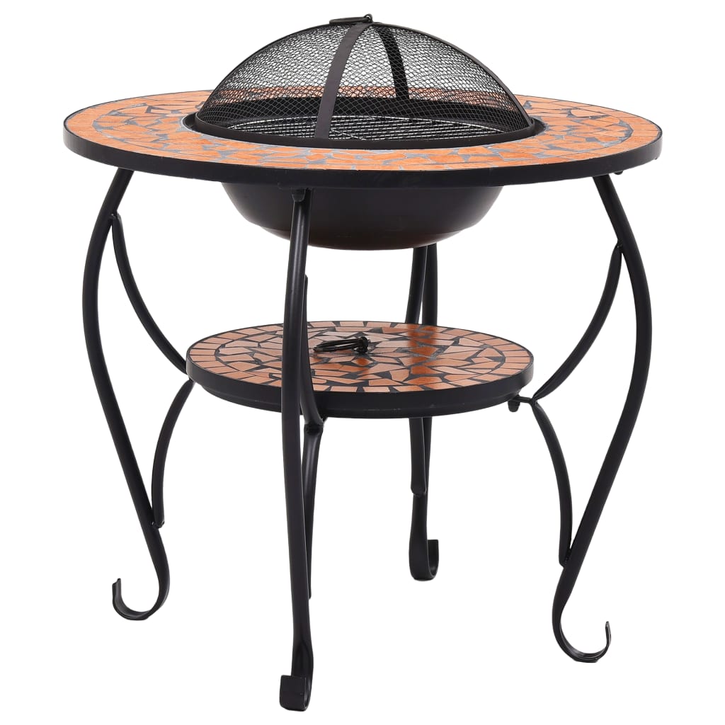 Bålfatbord Med Mosaikkmønster Terrakotta 68 Cm Keramikk