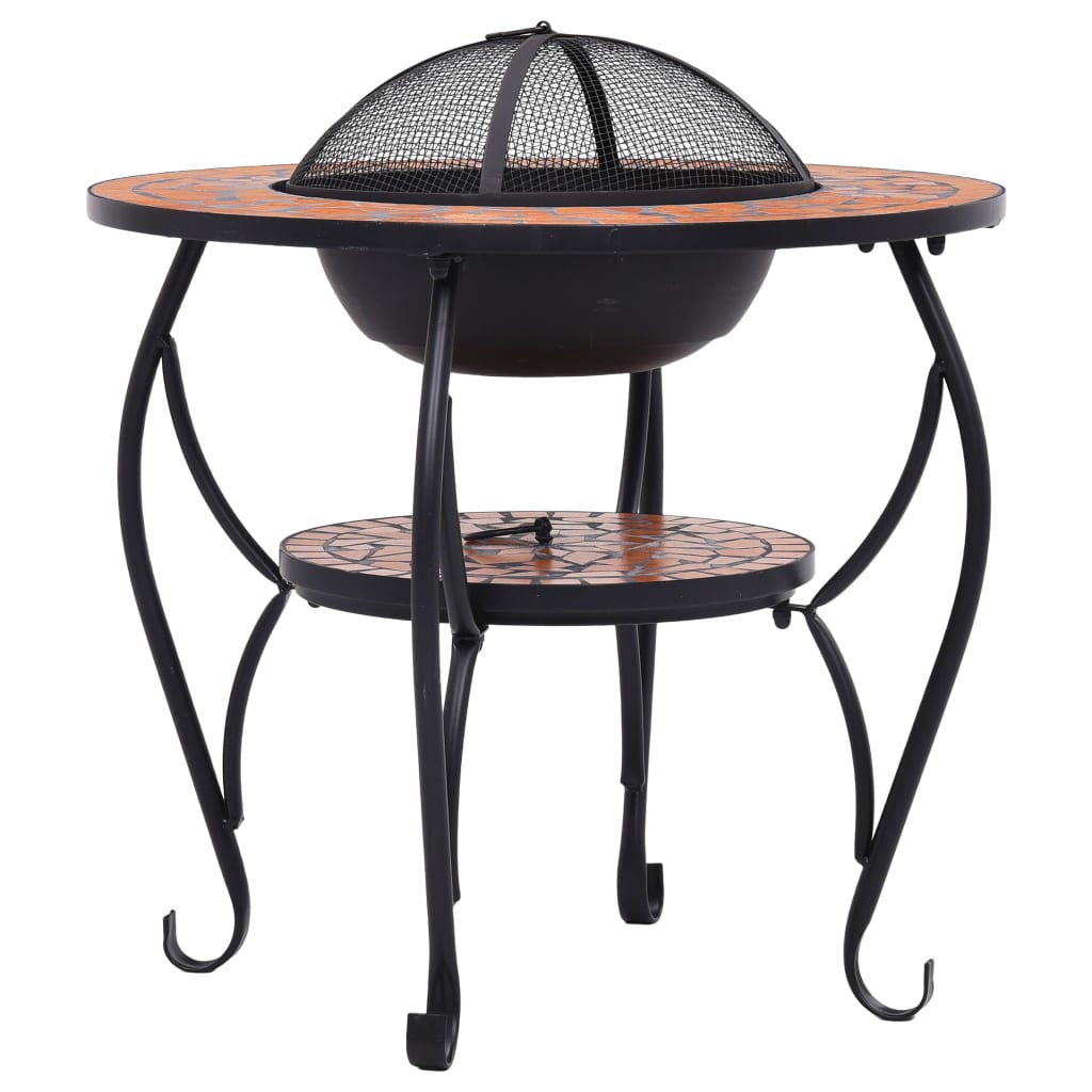 Bålfatbord Med Mosaikkmønster Terrakotta 68 Cm Keramikk