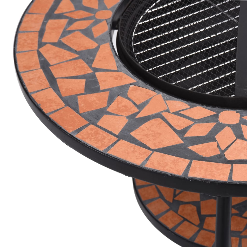 Bålfatbord Med Mosaikkmønster Terrakotta 68 Cm Keramikk