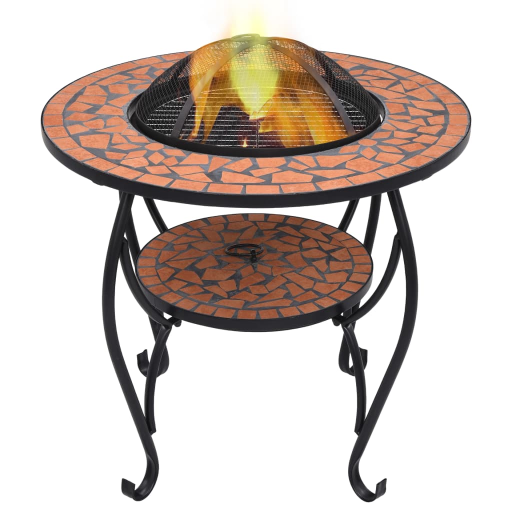 Bålfatbord Med Mosaikkmønster Terrakotta 68 Cm Keramikk